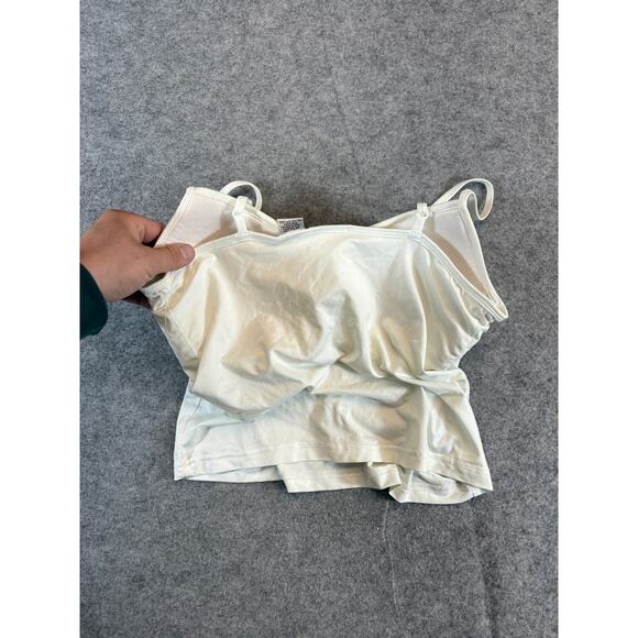 Energie Cami Top Womens L White Ruched Built In Bra Spaghetti Strap Fitted Tank - Picture 2 of 7